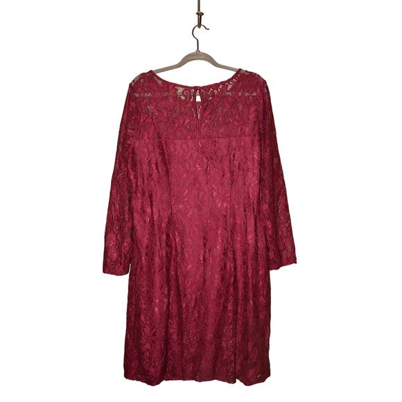 JESSICA LONDON $120 Plus Size Stretch Lace Shift Dress Berry Twist 18W - Picture 2 of 3